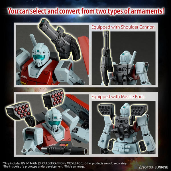 Bandai Hobby Mobile Suit Gundam GM Shoulder Cannon and Missile Pod High Grade 1/144 Scale Model Kit