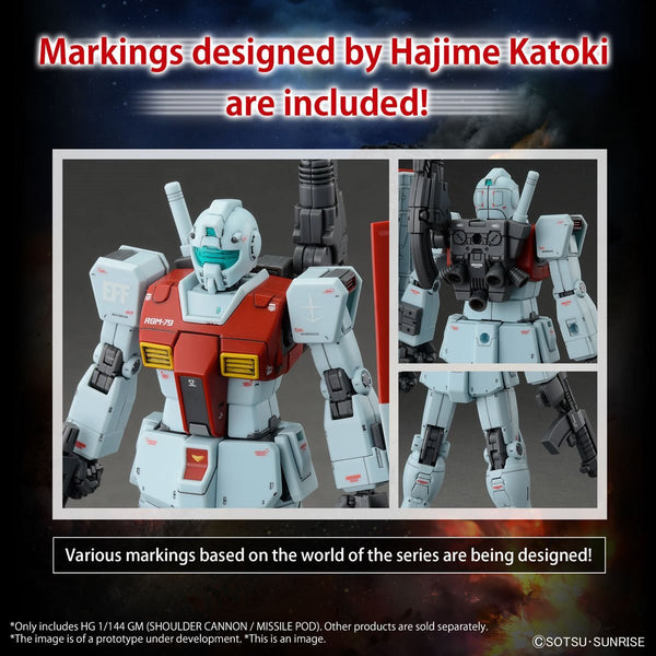 Bandai Hobby Mobile Suit Gundam GM Shoulder Cannon and Missile Pod High Grade 1/144 Scale Model Kit