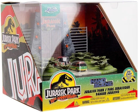 Jurassic Park 30th Anniversary Jurassic Gate Diorama w/ Two 1.65" Die-Cast Cars