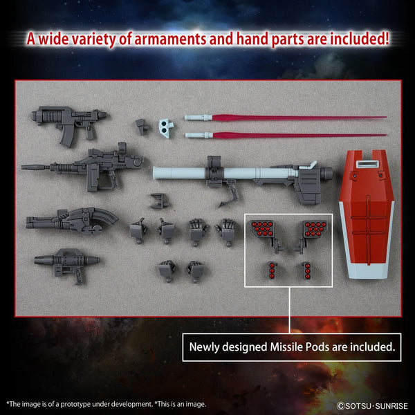 Bandai Hobby Mobile Suit Gundam GM Shoulder Cannon and Missile Pod High Grade 1/144 Scale Model Kit