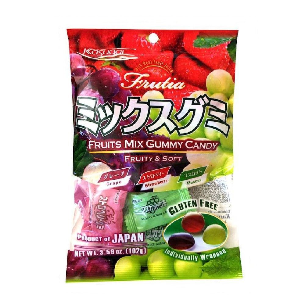 Kasugai Gummy Candy, Fruits Mix (Apple, Muscat, and Grapes)