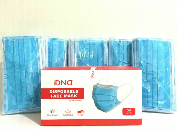 Dnd Daisy 4-Layer Disposable Face Mask, 50 Pcs Safety Protected Masks with Elastic Ear Loop Comfortable Breathable