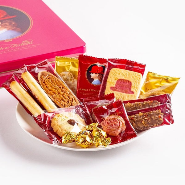Akai Bohshi, Japan Biscuit Gift Tin /Japanese Cookies Gift Box (Tivoli), Pink